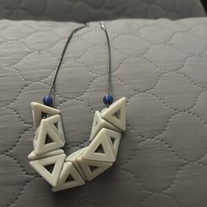 3D Printed Geometric White and Blue Necklace